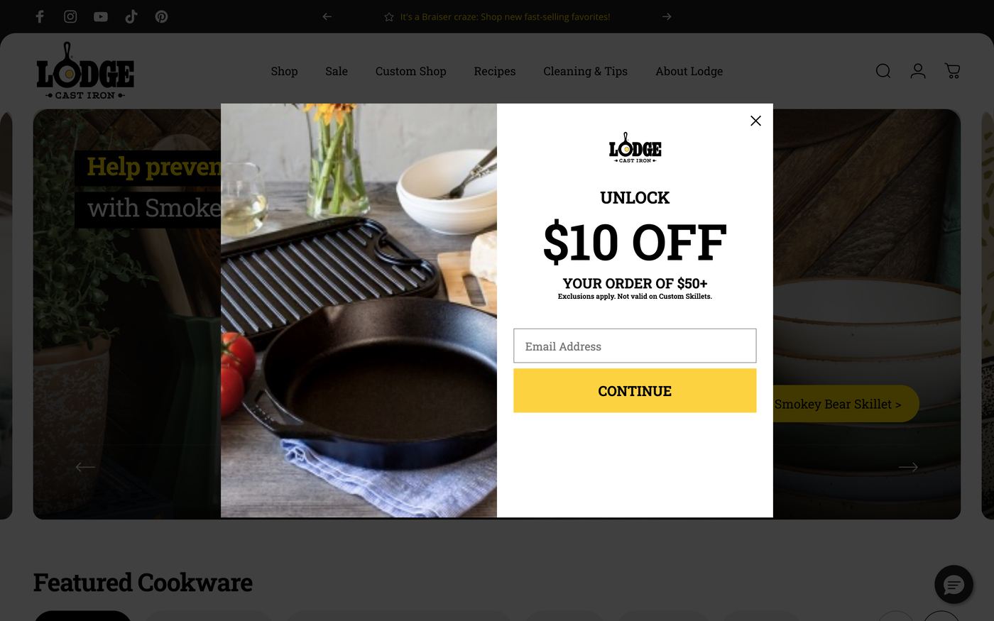 Tools lodgecastiron.com homepage screenshot