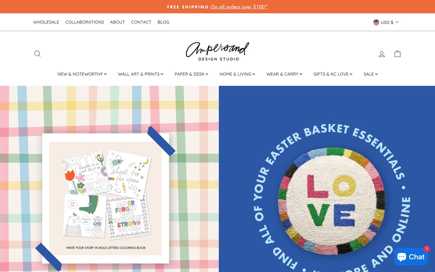 Tote Bags ampersanddesignstudio.com homepage screenshot