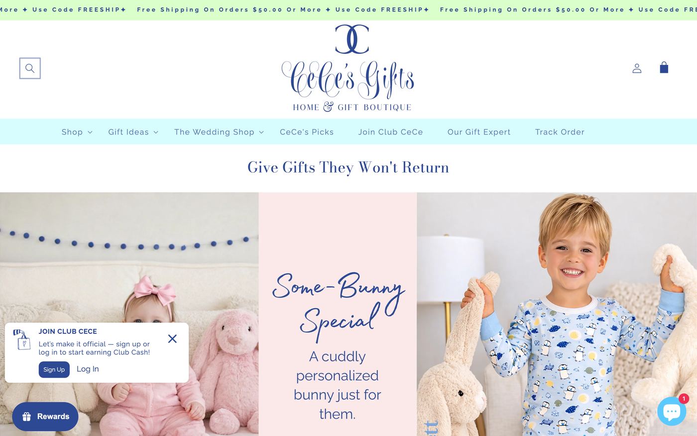 Tote Bags cecesgifts.com homepage screenshot