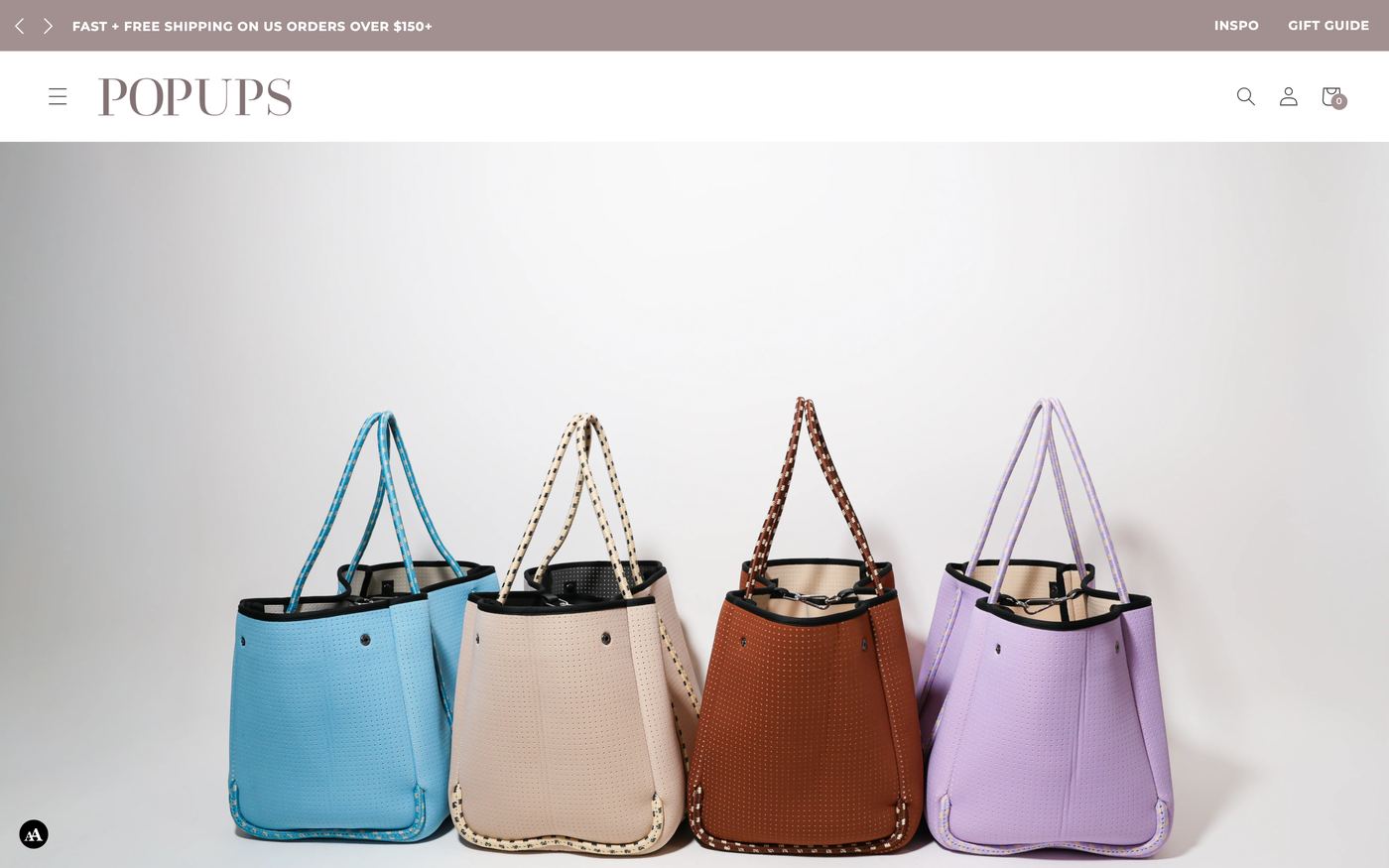 Tote Bags popupsbrand.com homepage screenshot