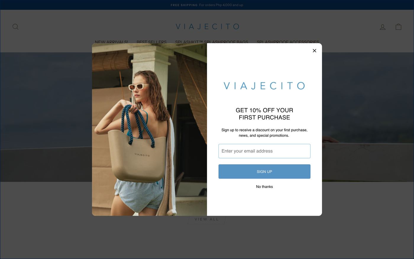 Tote Bags shopviajecito.com.ph homepage screenshot
