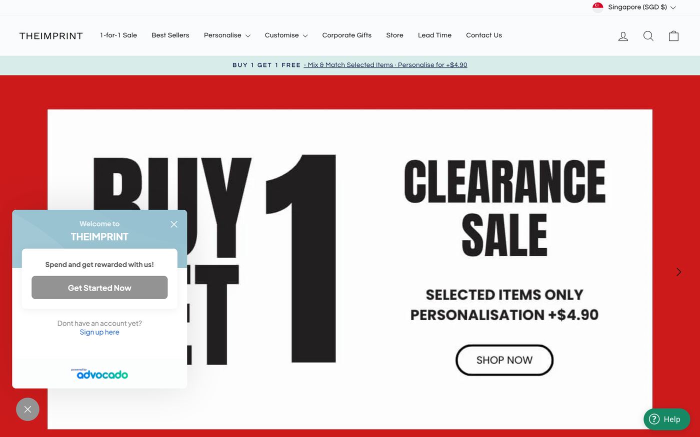 Tote Bags theimprint.sg homepage screenshot