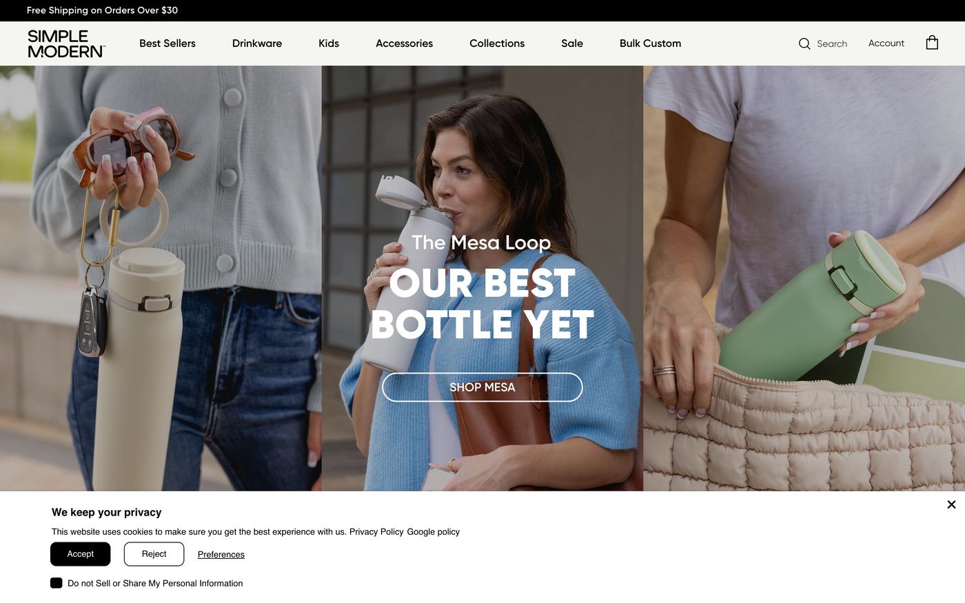 Simple Modern Shopify store homepage screenshot