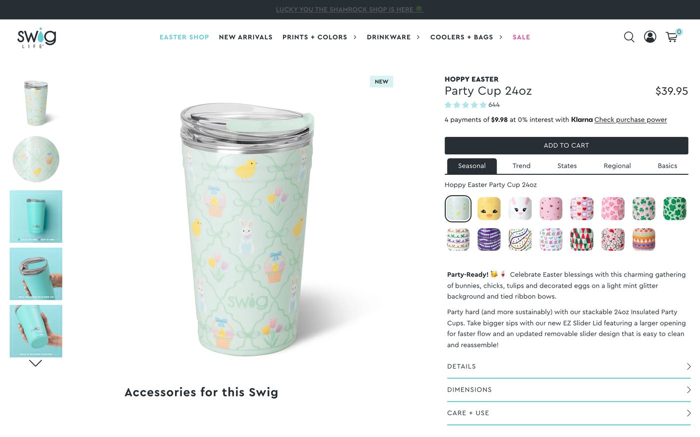 Swig Life Shopify store product page screenshot