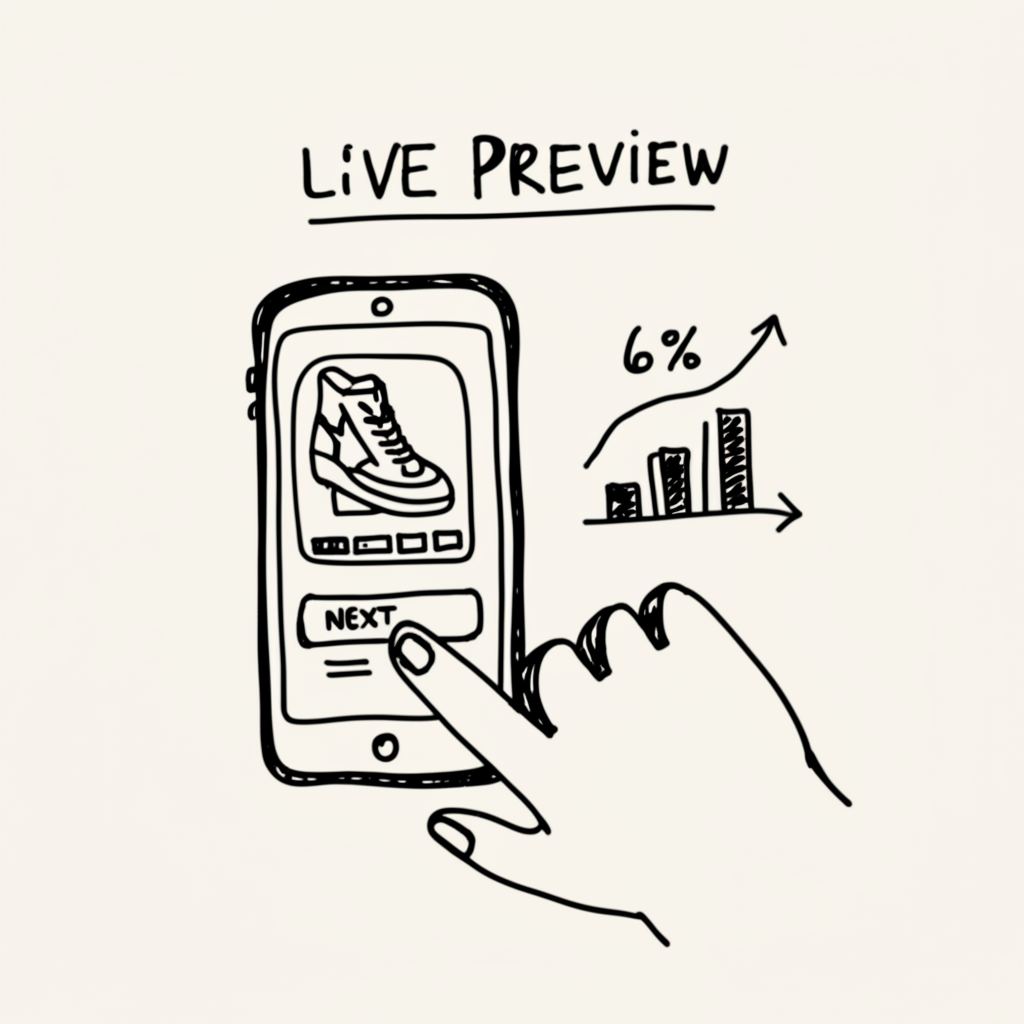 Live preview technology doubles conversion rates from the 2.5% industry average to 6% or higher