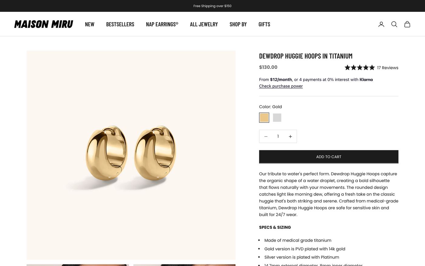 Maison Miru medical-grade titanium earrings designed for 24/7 wear and sleep comfort