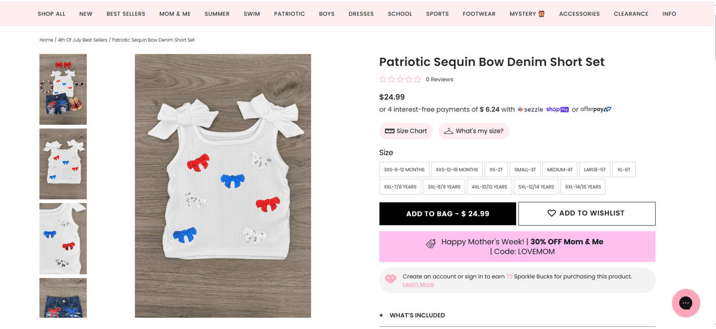Sparkle In Pink’s product page