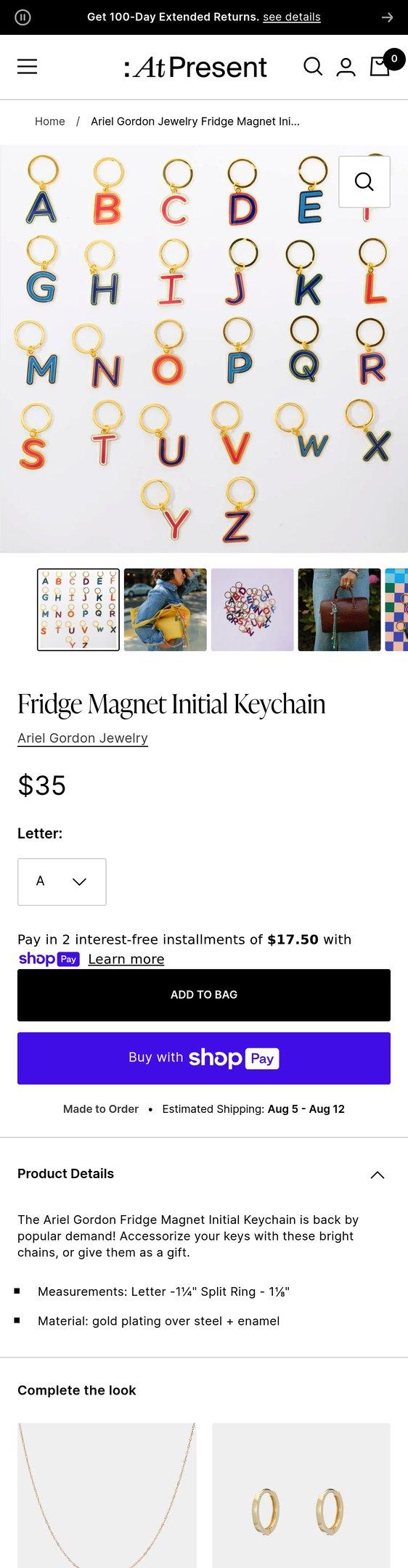 Fridge Magnet Initial Keychain