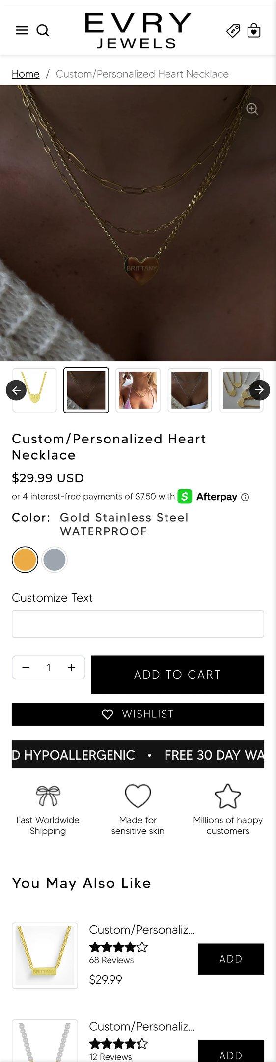 Custom/Personalized Heart Necklace