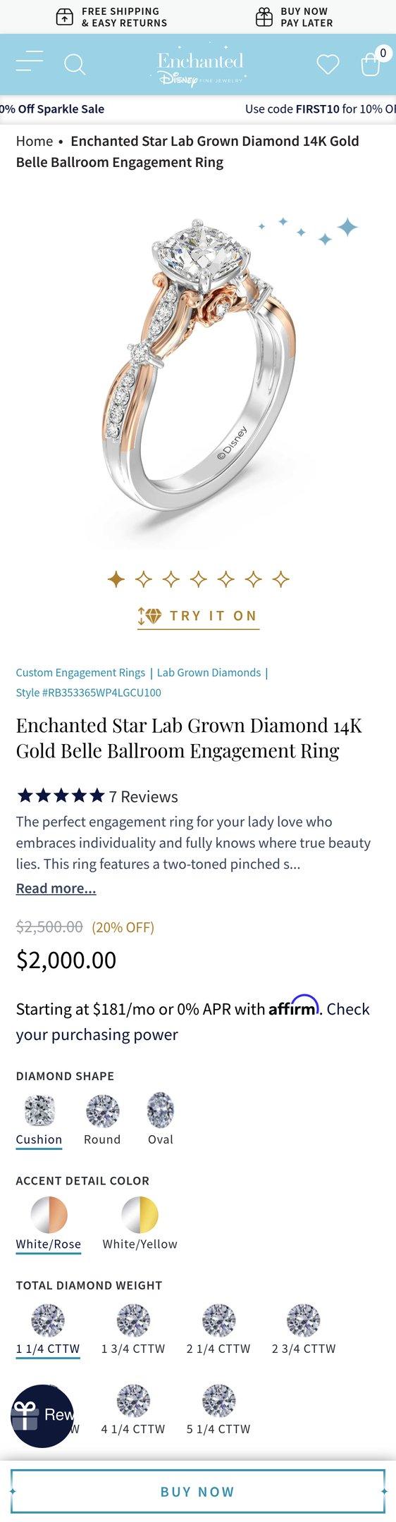 Enchanted Star Lab Grown Diamond 14K Gold Belle Ballroom Engagement Ring
