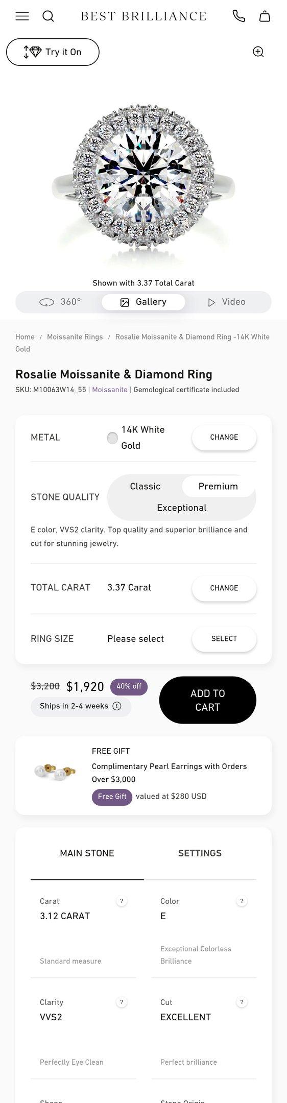 Rosalie Moissanite & Diamond Ring -14K White Gold