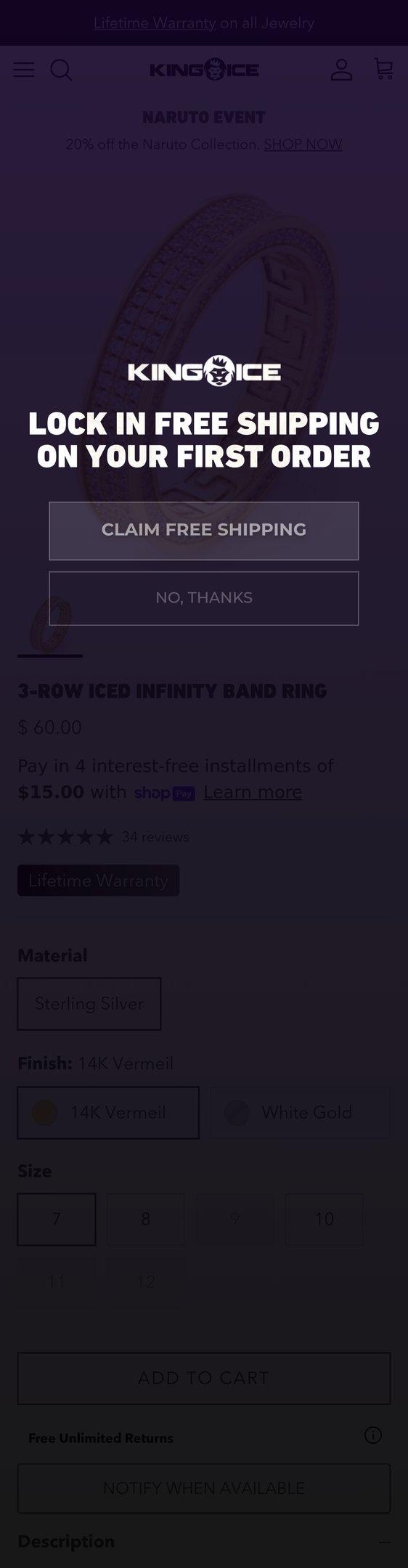 3-Row Iced Infinity Band Ring | Sterling Silver Rings