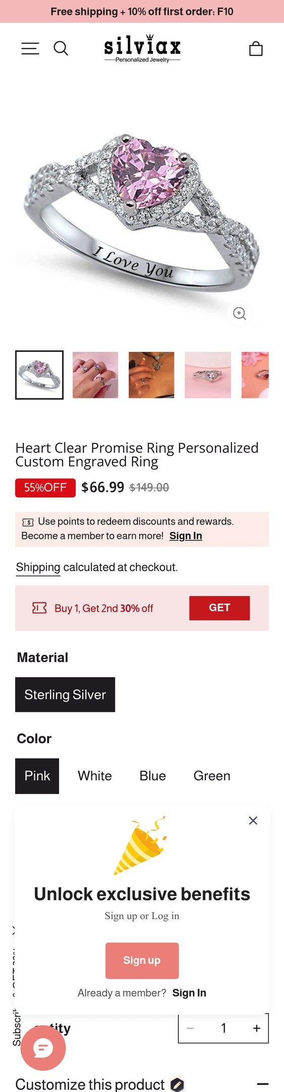 Personalized Heart Shaped Diamond Ring Engraved Promise Engagement Ring