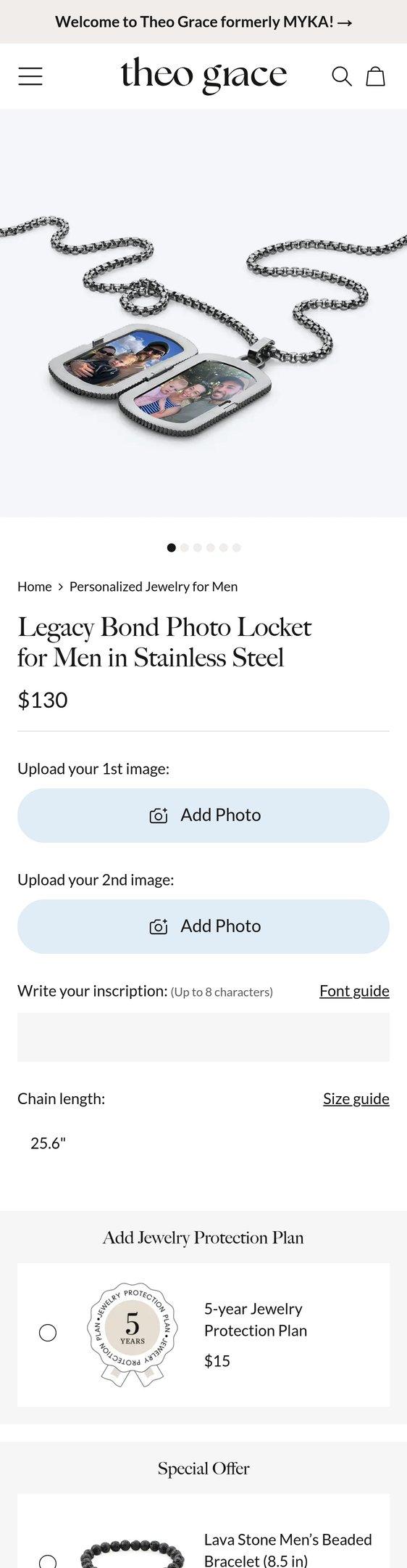 Legacy Bond Photo Locket for Men in Stainless Steel