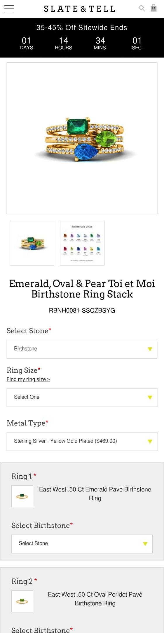 Emerald, Oval & Pear Toi et Moi Birthstone Ring Stack