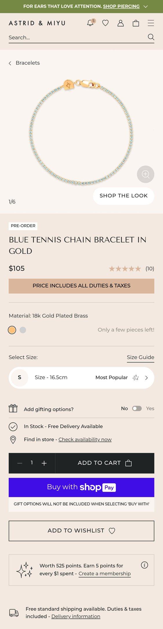 Blue Tennis Chain Gold Bracelet | Astrid & Miyu