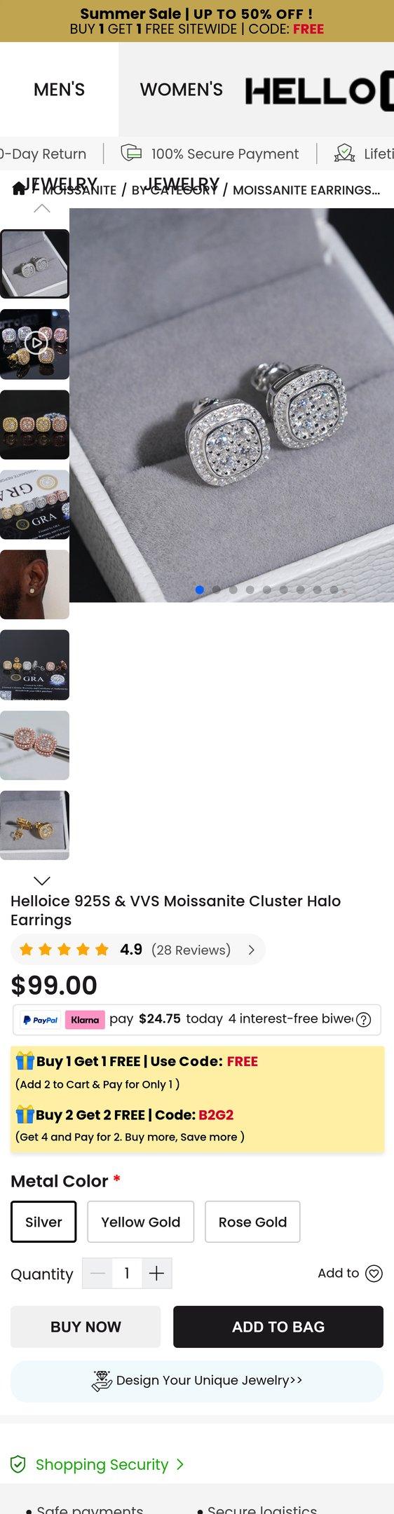 925S & VVS Moissanite Cluster Halo Earrings