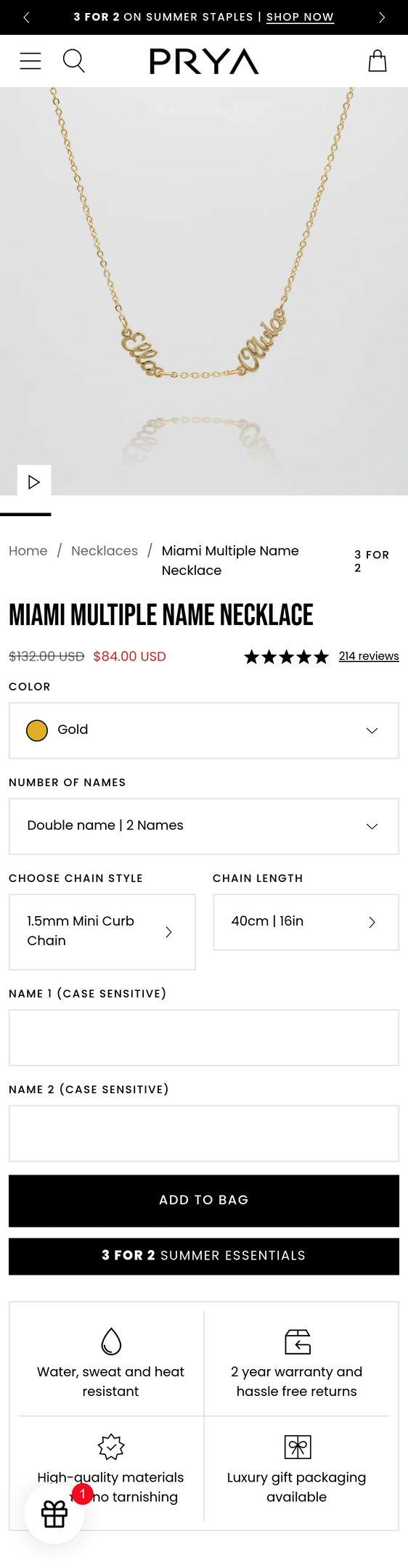Miami Multiple Name Necklace | Personalised Jewellery