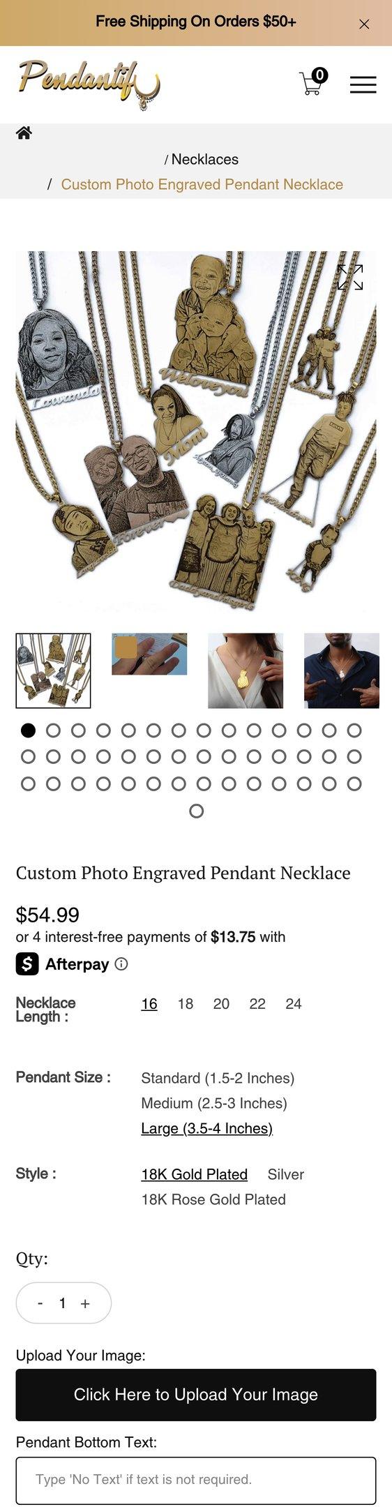 Custom Photo Engraved Pendant Necklace