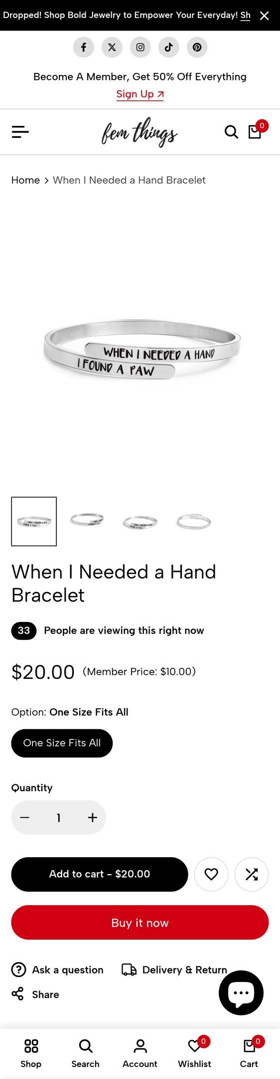 When I Needed a Hand Bracelet