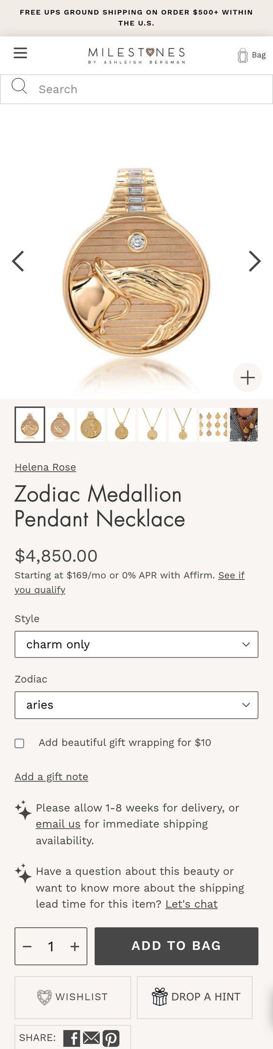 Zodiac Medallion Pendant Necklace