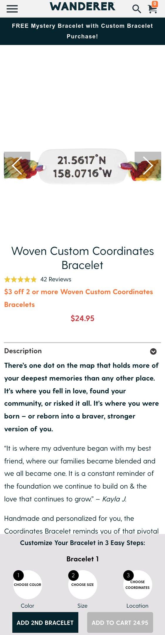 Woven Custom Coordinates Bracelet