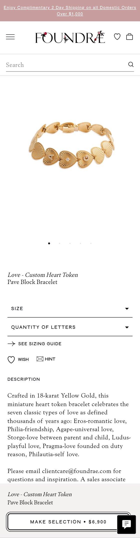 Love - Custom Heart Token : Pave Block Bracelet