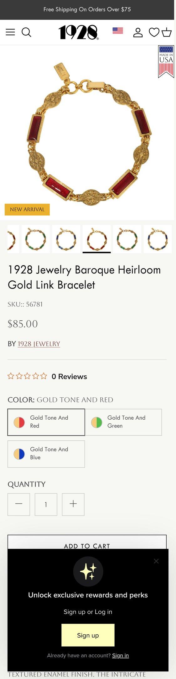 1928 Jewelry Baroque Heirloom Gold Link Bracelet