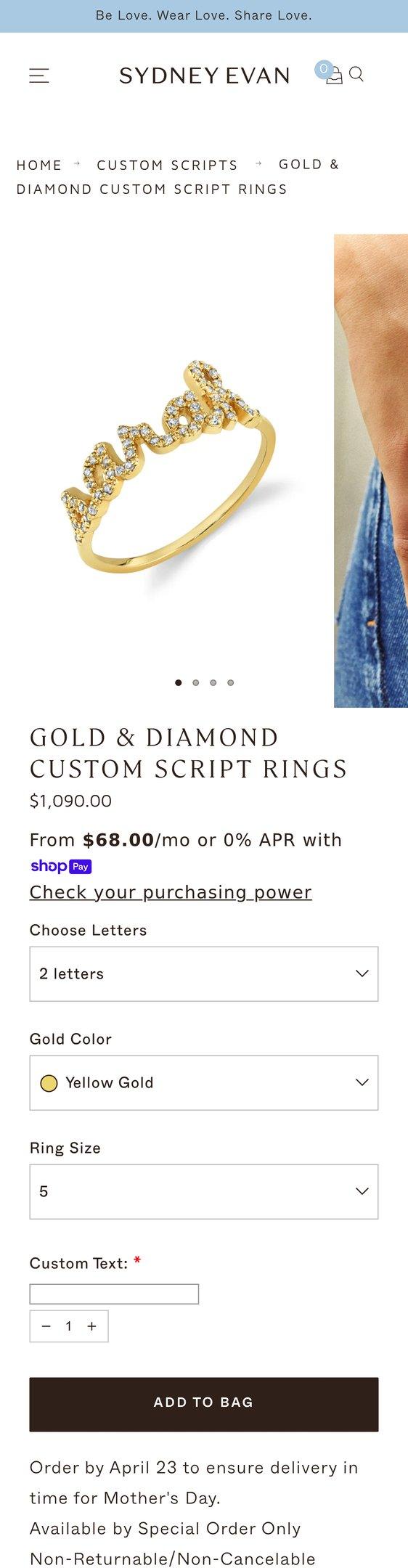 Gold & Diamond Custom Script Rings