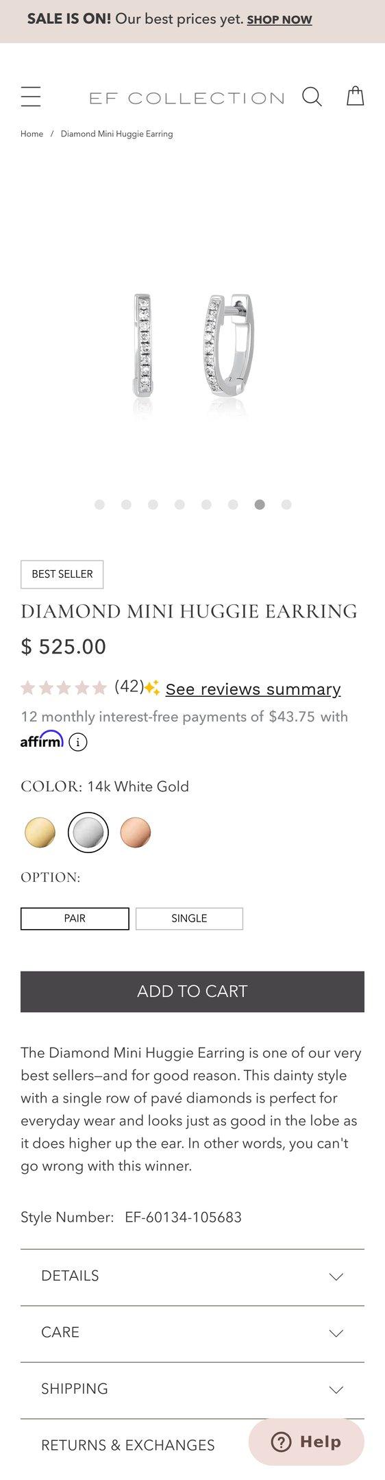 Diamond Mini Huggie Earring