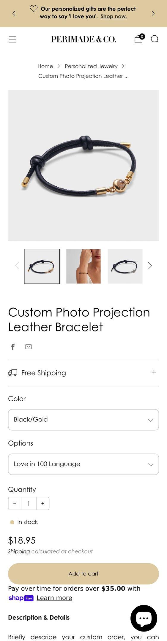 Custom Photo Projection Leather Bracelet