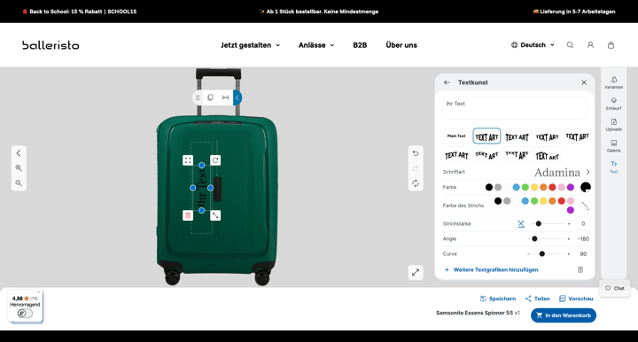 Balleristo Shopify store product customization example — sports & outdoors with personalized and custom print