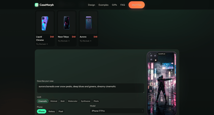 CaseMorph Shopify store product customization example — tech accessories with personalized and custom print