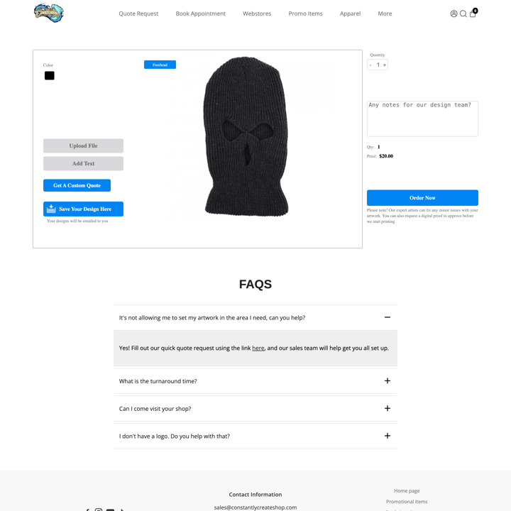 Constantly Create Shop Shopify store product customization example — apparel with apparel and clothing