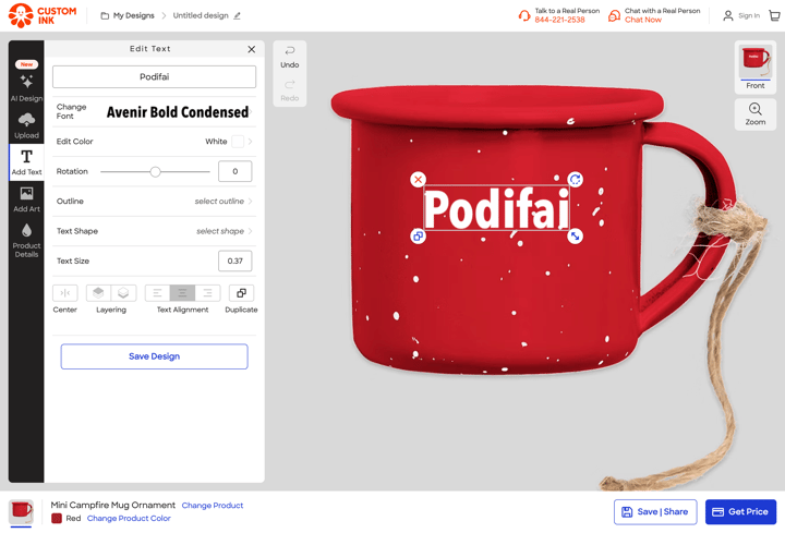 Custom Ink store product customization example — apparel & accessories with personalized and custom print