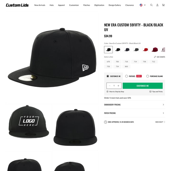 CustomLids Shopify store product customization example — apparel with apparel and clothing