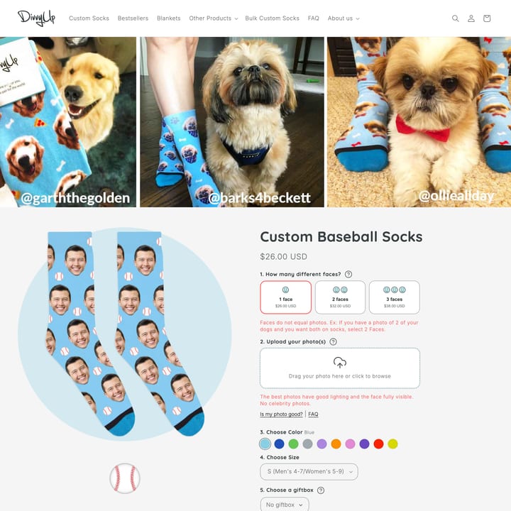 DivvyUp Shopify store product customization example — apparel with apparel and clothing