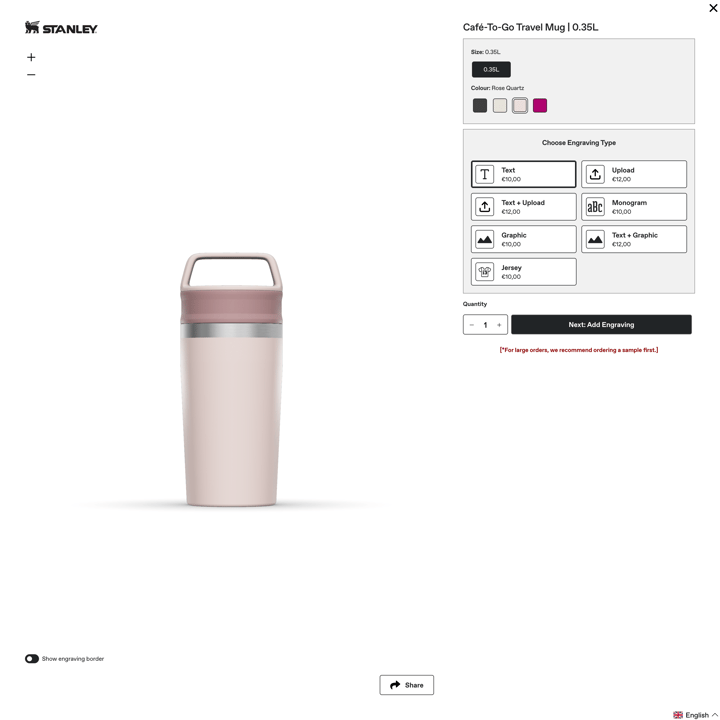 Stanley 1913 EU Shopify store product customization example — apparel with apparel and clothing