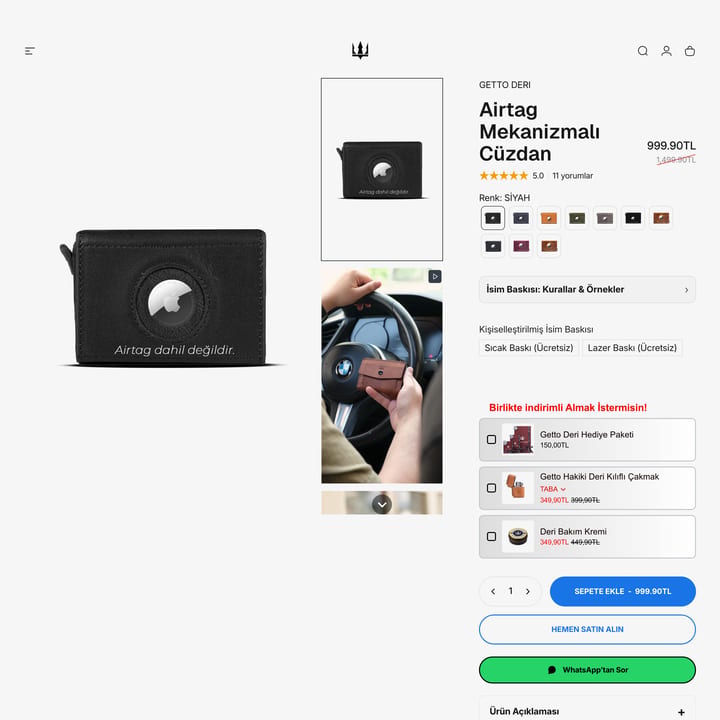 Getto Deri Shopify store product customization example — tech accessories with tech and color picker