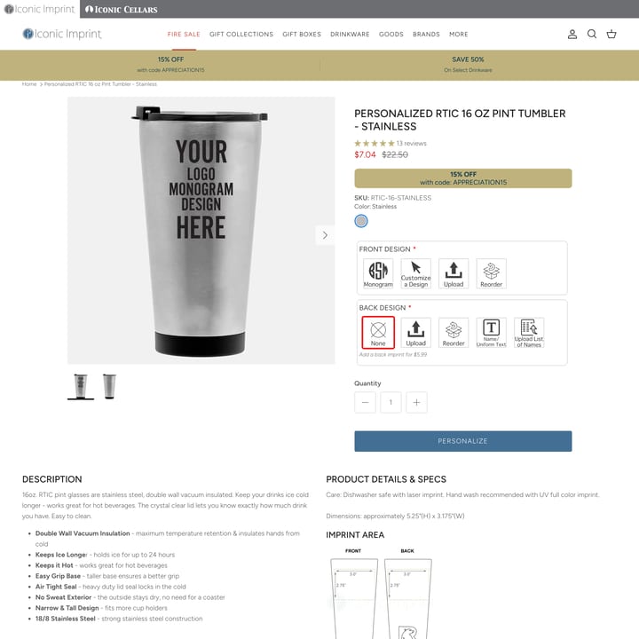 Iconic Imprint Shopify store product customization example — gifts & occasions with custom print and engraving