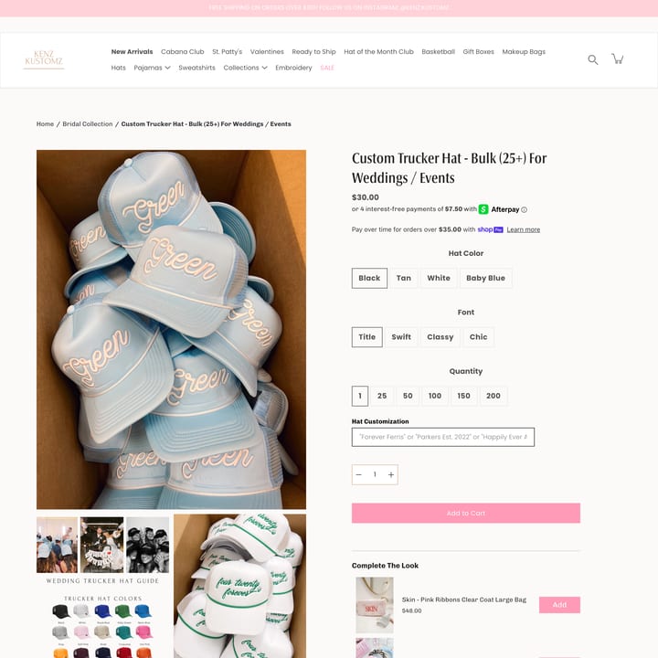KenzKustomz Shopify store product customization example — apparel with apparel and clothing
