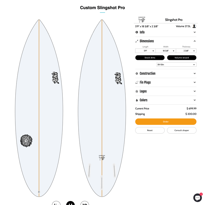 Kona Surf Co Shopify store product customization example — sports & outdoors with active and color custom