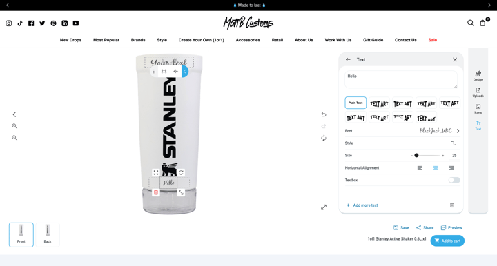 MattB Customs Shopify store product customization example — gifts & occasions with personalized and engraving
