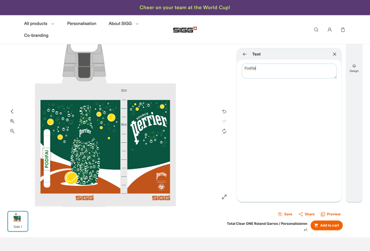 Sigg Shopify store product customization example — sports & outdoors with personalized and 3d