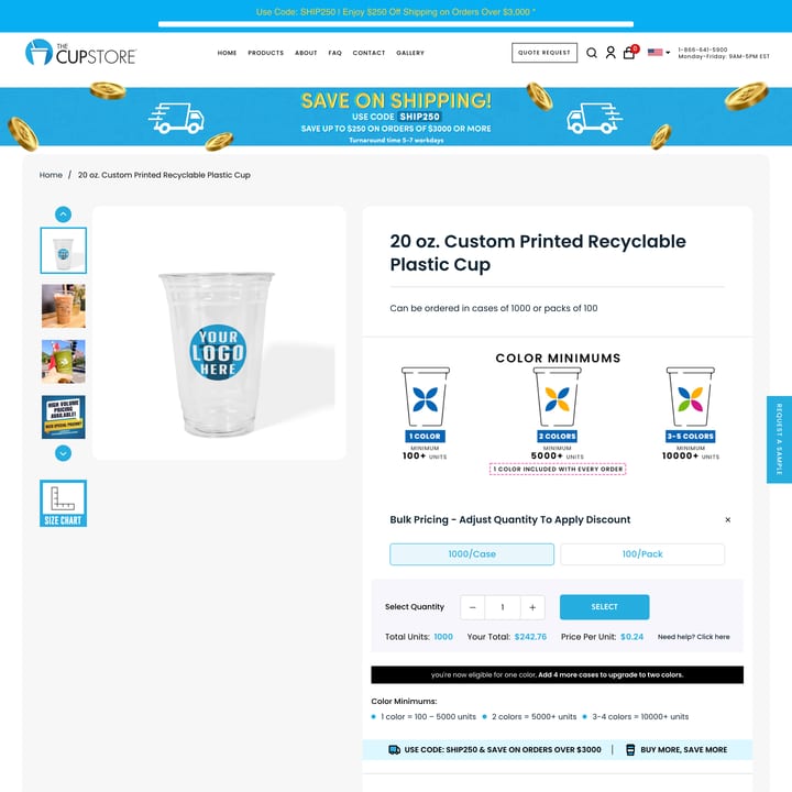 THE CUP STORE Shopify store product customization example — food & beverage with animals and color custom