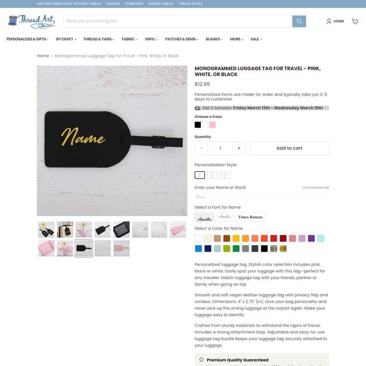 Threadart Shopify store product customization example — apparel with apparel and clothing