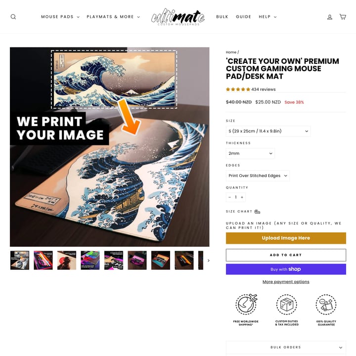 Ultimate Custom Gaming Mouse Pads Shopify store product customization example — tech accessories with animals and custom print