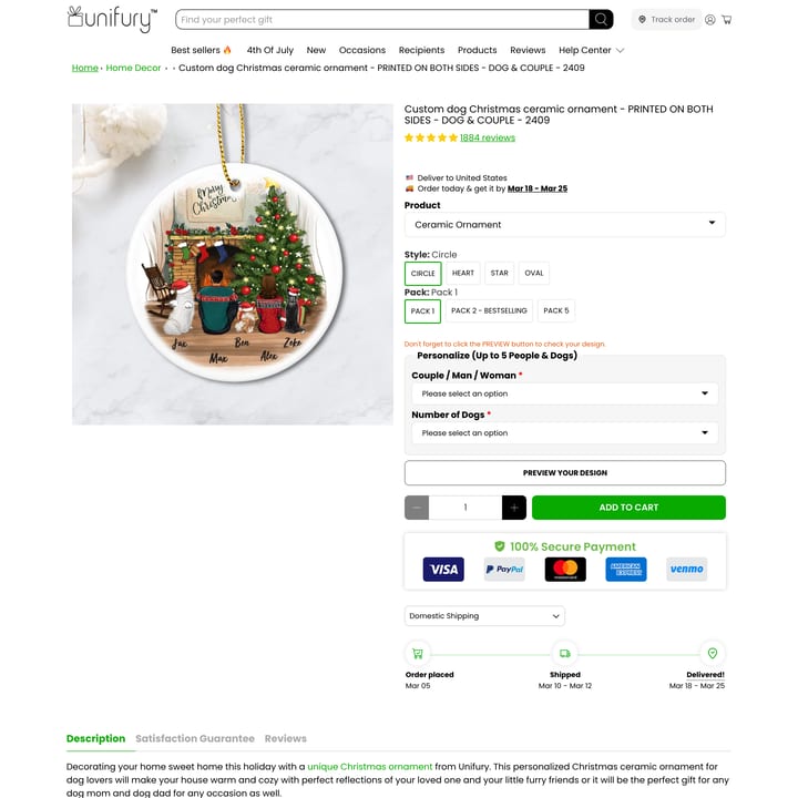 American Express Shopify store product customization example — pet with animals and material choice
