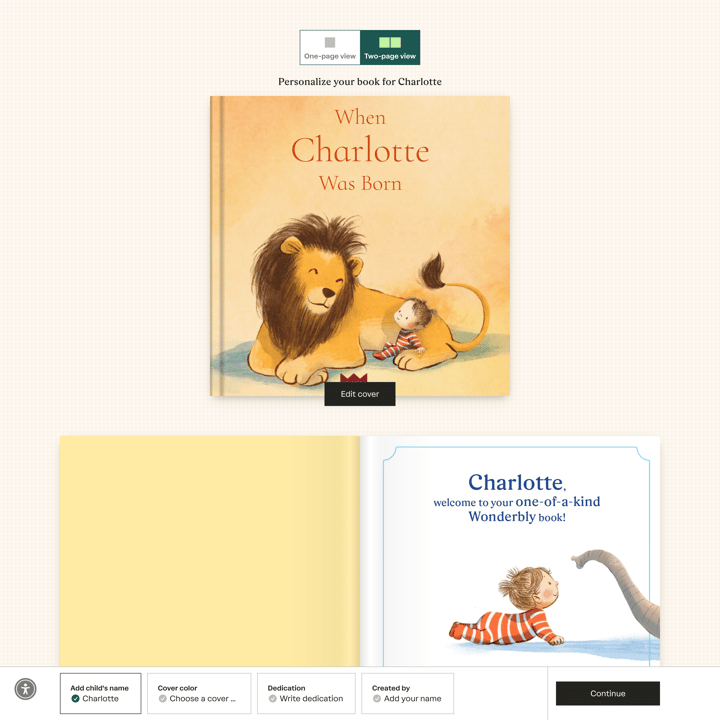 Wonderbly store product customization example — gifts & occasions with custom built and gifts