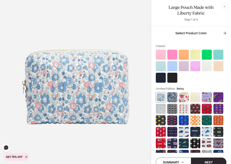 Stoney Clover Lane Shopify store product customization example — apparel & accessories with personalized and custom-built